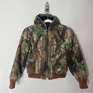 Vintage Kids Liberty Camo Real Tree Hooded Jacket Coat Hooded Quilted Size Med